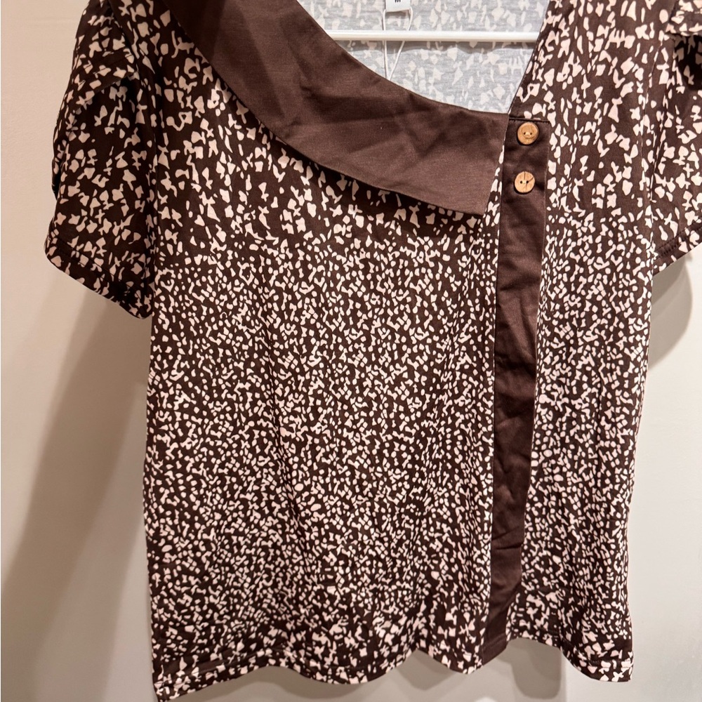 Brown Patterned Women's Top